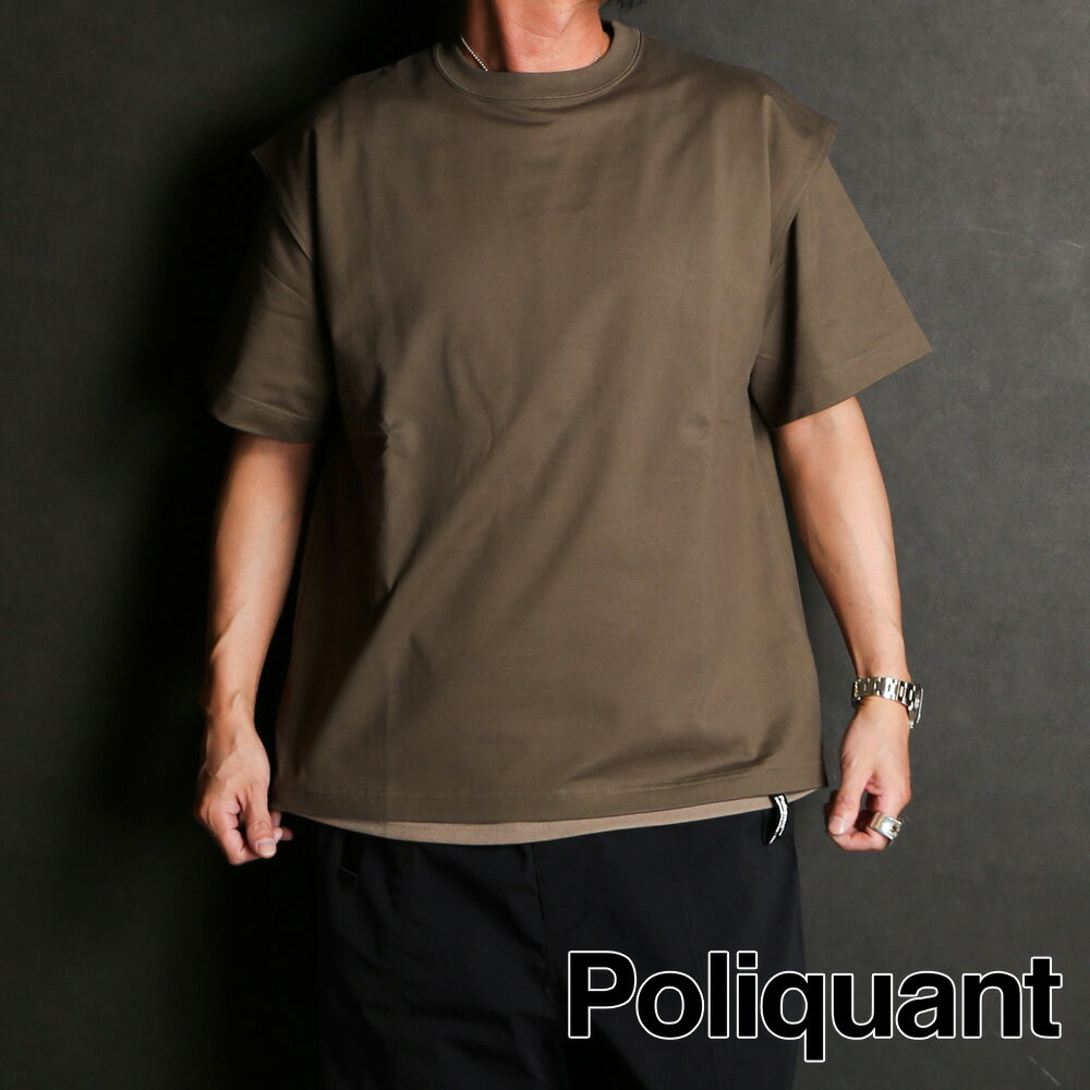 乐天商城 - 【POLIQUANT/ポリクアント】THE FUNCTIONAL LAYERED S/S TEE WITH BREATHABLE - KHAKI / Tシャツ / 2401002【メンズ】【送料無料】