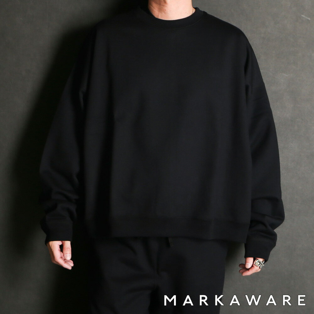 乐天商城 - 【MARKAWARE/マーカウェア】HUGE SHORT SWEAT - BLACK / オーガニックコットンヘビー吊裏毛 - ヒュージショートスウェット / A26A09CS02C【メンズ】【送料無料】