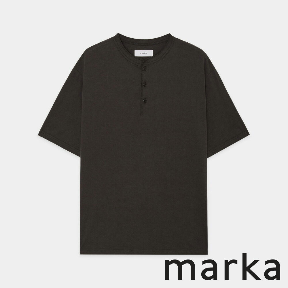 Henry Neck - 【marka/マーカ】HENLEY NECK TEE - BLACK / 30/1オーガニックコットン空紡天竺 - ヘンリーネックTee / M26B14CS01B【メンズ】【送料無料】