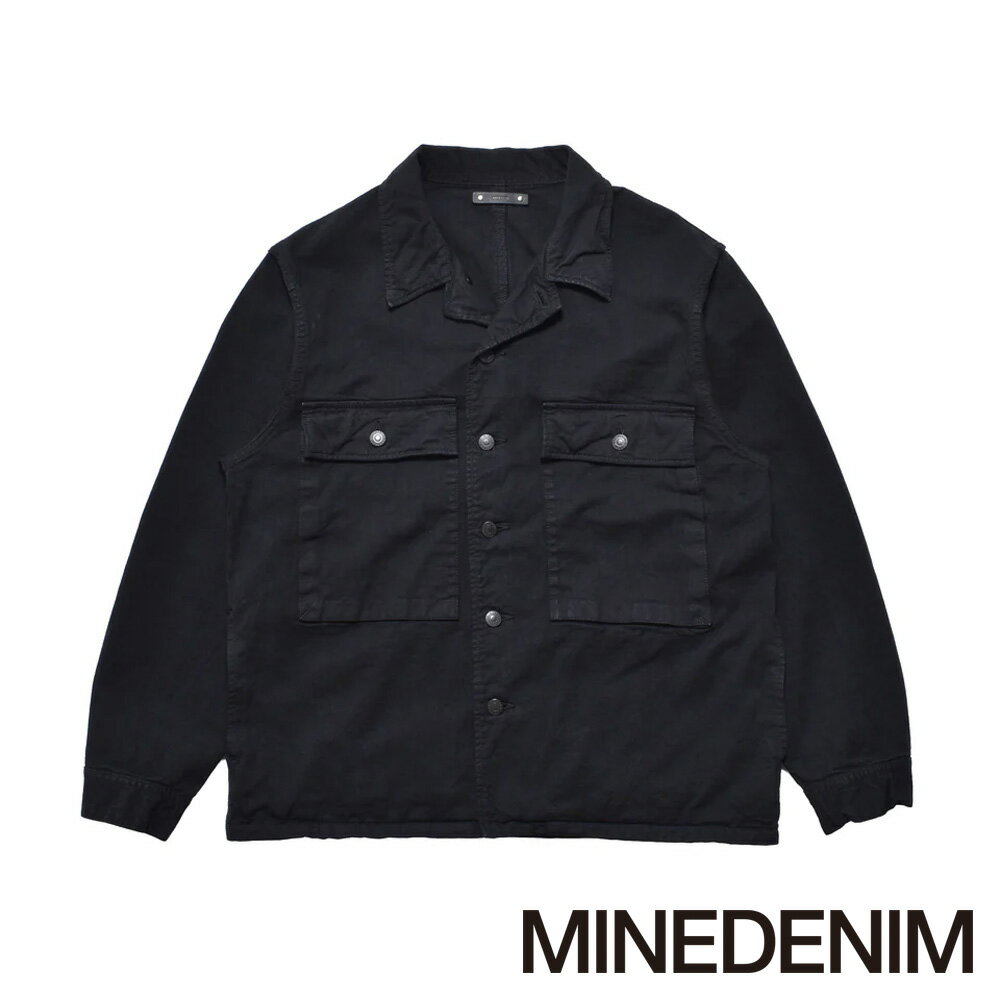 乐天商城 - 【MINEDENIM/マインデニム】Cotton Linen Light Chino Shirt JKT - BLK / 2604-8003【メンズ】【送料無料】
