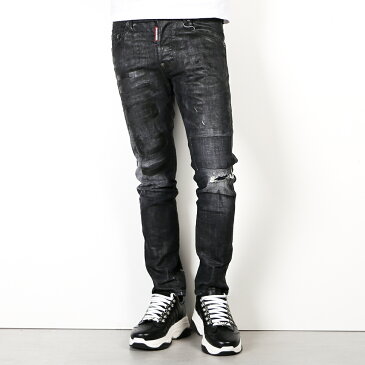 【10％OFF】【DSQUARED2/ディースクエアード】Skater Jean / スケータージーンズ / ブラックインディゴ / デニム / ダメージ / スキニー / ストレッチ / S79LA0007/S30357 【メンズ】【送料無料】