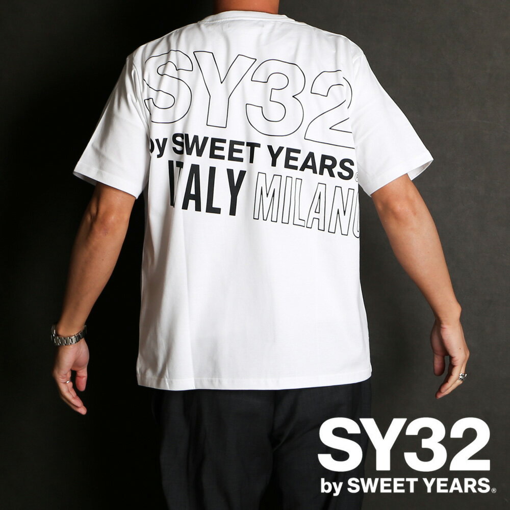 SY32 by SWEET YEARS/磻ƥȥХȥ䡼ۡڹʡBACK SLASH BIG LOGO TEE - BLACK  WHITE / եåT / 14154J-Wڥ󥺡̵ۡ