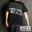 【SY32 by SWEET YEARS/エスワイサーティトゥバイスィートイヤーズ】【国内正規品】BACK SLASH BIG LOGO TEE - BLACK × WHITE / グラフィックTシャツ / 14154J-W【メンズ】【送料無料】