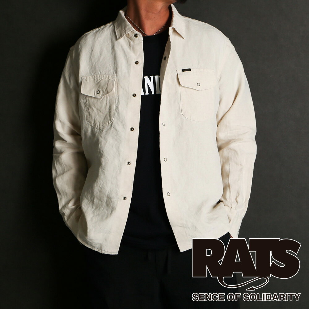  RATS ���b�c LINEN SHIRT - BEIGE   ���l�� �V���c   25'RS-0409  �����Y    