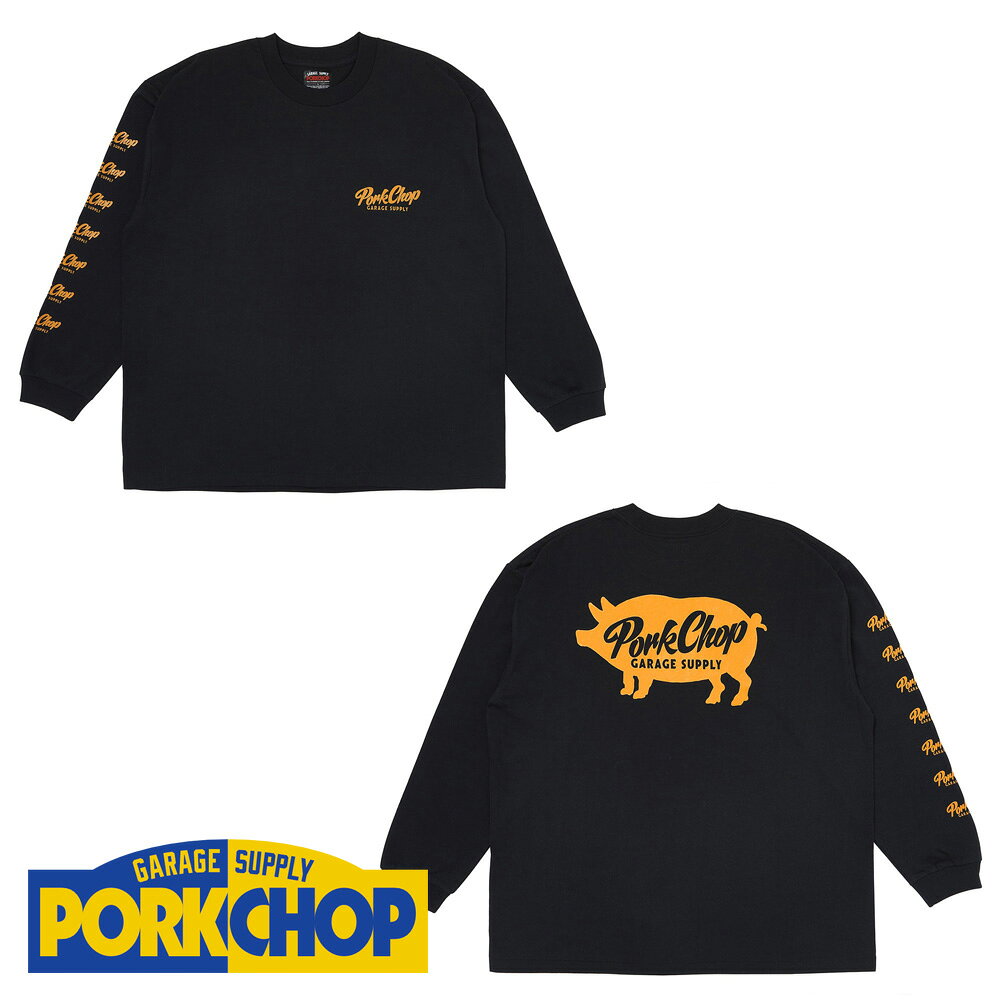 乐天商城 - 【PORKCHOP/ポークチョップ】SCRIPT PORK L/S TEE - BLACK / ロングスリーブTシャツ【送料代込み】【ユニセックス】