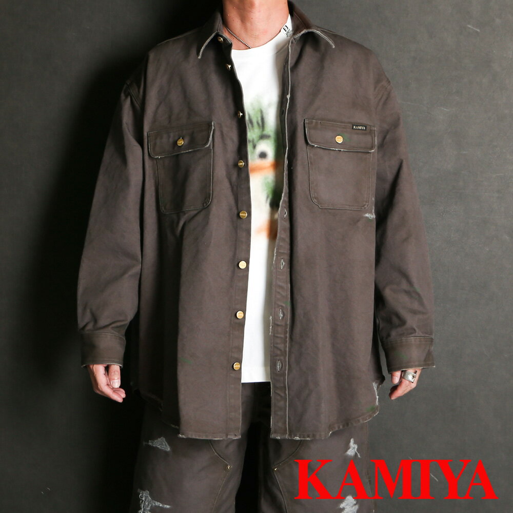 【KAMIYA/カミヤ】BORO Duck Shirt - GRAY / ボロ ダック シャツ / G14SH034【送料無料】