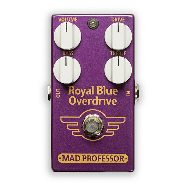 ROYAL BLUE OVERDRIVE FAC Royal Blue Overdrive (RBO) は、軽いオーバードライブからディストーションまで、そしてディストーション・ノブがミニマム設定のときには EQ を搭載したブースターとしても使用できる、幅広いトーンを持ったオーバードライブです。 また、チューブアンプのようなハードアタックのクランチサウンドを作り出すこともできます。フィルタリングを極限まで抑えたことで透明なオーバードライブトーンを実現し、Treble と Bass コントロールの両方でさらにトーンを調整することが可能です。 最高級のブティックアンプのように、RBOではギターのヴォリュームノブの調節や弦をピッキングする強さによって歪みの量を自在にコントロールすることができるのです。RBOは、クリーン～少しオーバードライブさせたアンプサウンドに圧倒的な表現力を加えることを可能にしました。 ＜SPECIFICATIONS＞ ■CONTROLS VOLUME: 全体の出力レベルを調整します。 DISTORTION: ピッキングの強弱にセンシティブに反応する、ダイナミックなレスポンスの歪みをコントロールします。 TREBLE: アンプのプレゼンスコントロールと同じ帯域でハイエンドをブースト／カットする “シェルビング” タイプのイコライザです。 アンプのトレブルブーストを妨げることなく、明るいトーンのアンプにもきらめきを加えることができます。 BASS: スタンダードな 4×12 キャビネットが生み出す、レゾナンスのちょうど上の帯域のローエンドをブースト／カットするシェルビングタイプのイコライザです。Bass と Treble の両方を上げていくと、ミドルをスクープさせたヘビーサウンドを得ることができます。ノブの設定を下げればソフトなミッドブーストサウンドになります。 ＜SETTINGS＞ For Midboost: Treble と Bass コントロールを反時計回りいっぱいに設定してください。 For Midcut: Treble と Bass コントロールを時計回りいっぱいに設定してください。 ＜ELECTRICAL SPECIFICATIONS＞ Current draw:3.5mA at 9V DC Input impedance:140k Ohm Output impedance:25k Ohm Voltage range:7.5-12V ＜POWER REQUIREMENTS＞ 006P/6F22 9V バッテリー or パワーサプライ（センターマイナス／2.1 mmプラグ） ＜CAUTION＞ 故障や損傷の可能性がありますので、底パネルを取り外した状態でのご使用はお止めください。 ＜NOTES＞ RBOには間違った電源極性の接続から守るプロテクションを搭載しています。ベストなサウンドを得るためには推奨電圧でご使用ください。 製品の改良等により、予告なく仕様が変更となることがございますので予めご了承ください。正規輸入品以外は保証・修理の対象外となりますのでご注意ください。 ※この商品は在庫が無い場合、ご注文からお届けまでお時間を頂きます。ご迷惑をおかけしますが予めご了承下さい。 ※お急ぎの方はお手数ですが、納期をお問い合わせの上ご注文下さいませ。