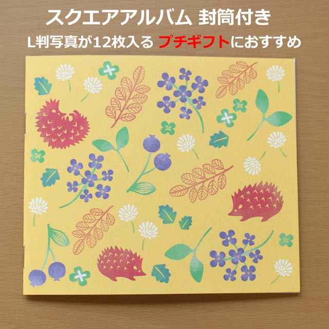 スクエアアルバム 封筒付き 写真の縦横そのままの向きで入れられるポケットアルバム 写真のプレゼントにおすすめ イエロー