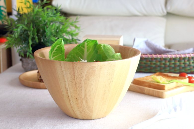 ナチュラルウッド パーティーサラダボール 4〜5人分 大型ボウル 取り分け オシャレ バケットボウル フルーツバスケット 木の食器 木製 ウッドボール 木の食器 木製食器 2