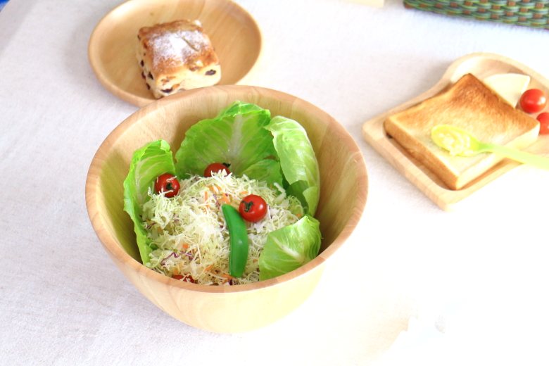 ナチュラルウッド パーティーサラダボール 4〜5人分 大型ボウル 取り分け オシャレ バケットボウル フルーツバスケット 木の食器 木製 ウッドボール 木の食器 木製食器 3