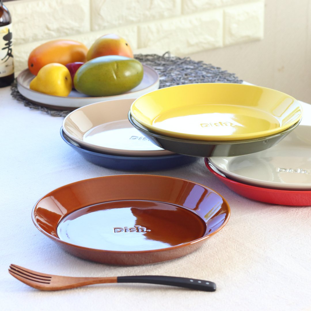 ファンレスト 大皿 日本製 美濃焼 日本製 瀬戸焼 22.5cm ネイビー 紺 藍色 グリーン 緑 ブラウン 茶色 白 ホワイト ベージュ 黄色 イエロー 赤 ...