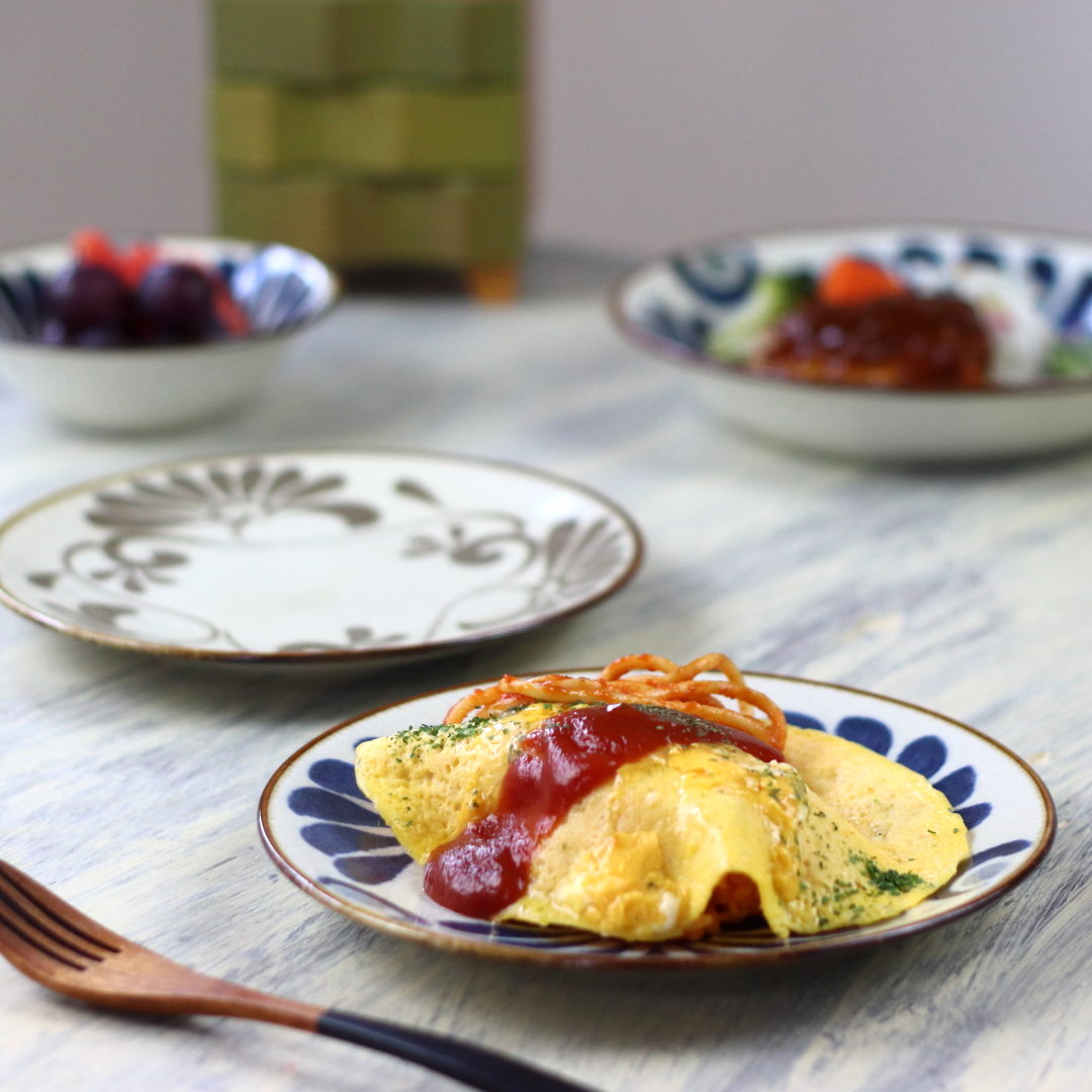 琉球デイゴ 6寸中皿 20cm 日本製 美濃焼 PO60皿 プレート ラウンド 青 ブラウン グレー 丸皿 中皿 平皿 皿 取り皿 ビュッフェプレート ディナー...