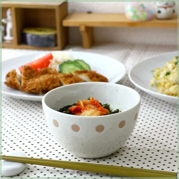 おそろい鉢 ドット白 ミニ丼12.5cm 4柄4サイズよりお選び下さい 大きな茶碗 どんぶり 丼料理 深鉢 サラダボール 国産 美濃焼 訳あり