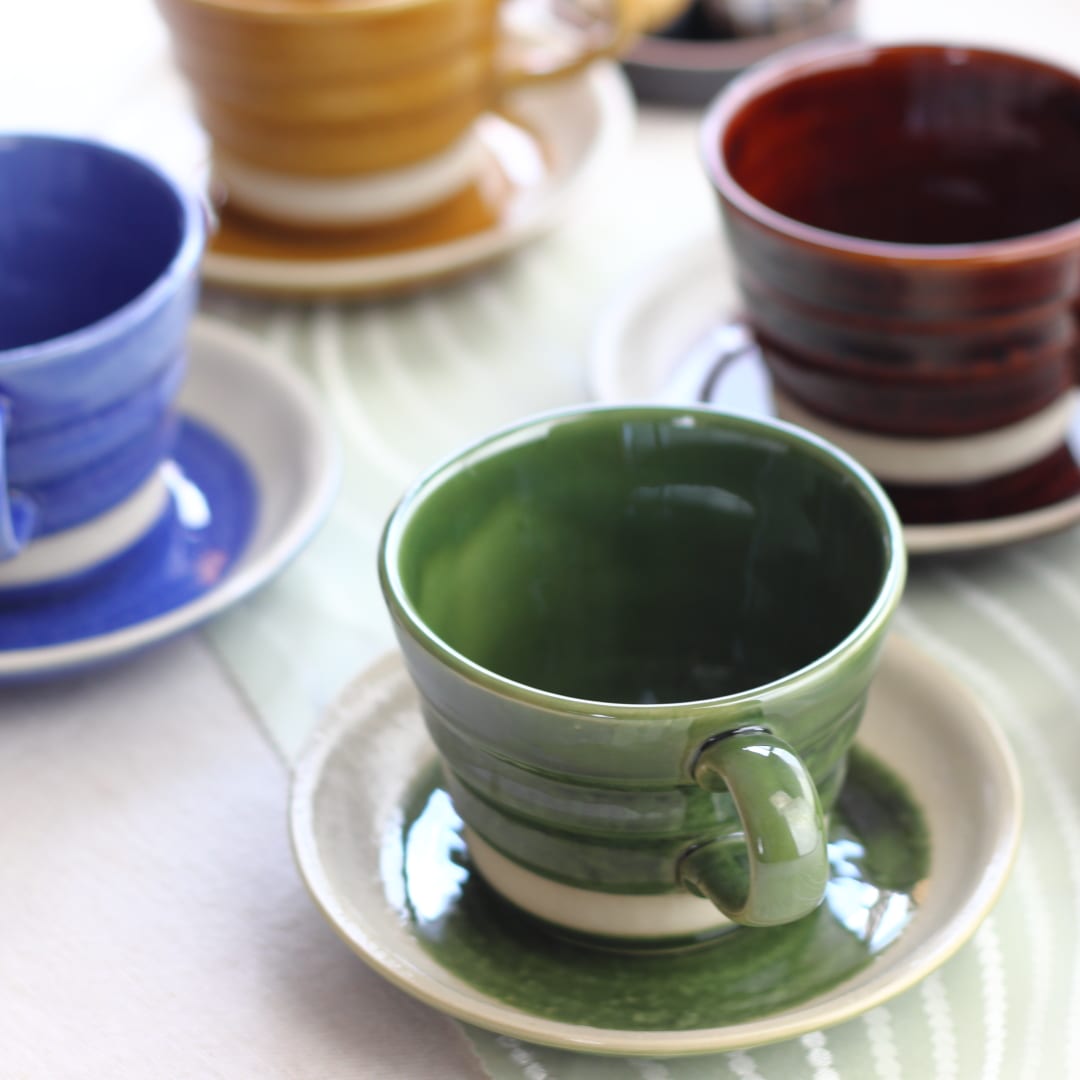 Seto Ware - 山星 カップ＆ソーサー 日本製 瀬戸焼 260ml カップ ソーサー カップソーサー 碗皿 海外 コーヒーセット 紅茶 レモンティー ミルクティー 喫茶店 瀬戸焼 愛知県 やきもの 和食器