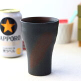美濃焼黒茶刷毛ビアカップ290ml日本製美濃焼タンブラービアカップ水割りジュースソフトドリンクハイボールフリーカップカップコップ湯呑み黒い食器黒表示在庫限り