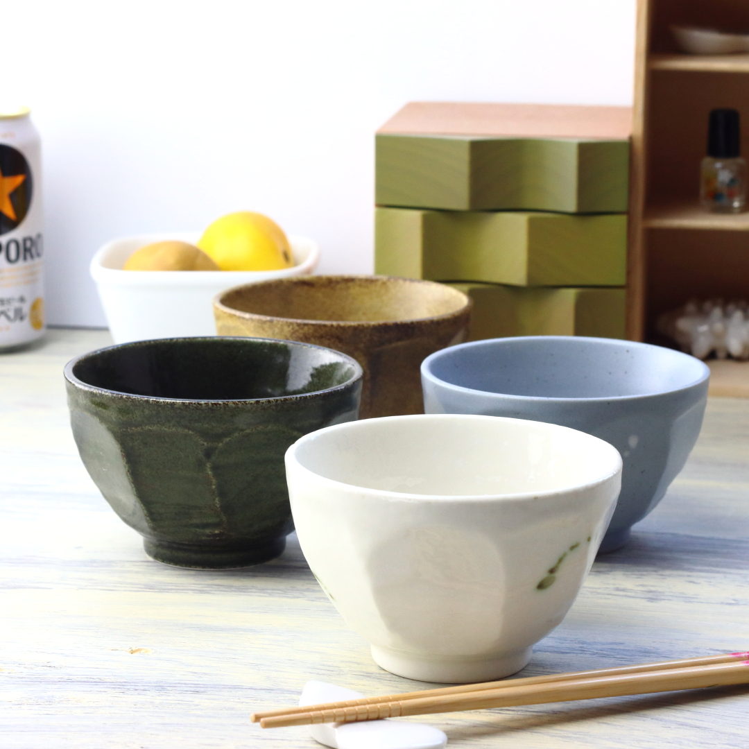 美濃焼面取茶碗 日本製 美濃焼 ご飯茶碗 お茶碗 飯碗 高級感 茶碗 個性 手づくり風 レトロ 和風 定番商品 食器 うつわ 器 皿 お皿 陶器 磁器 陶磁器 ...