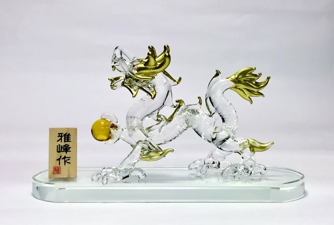 風水 手造り龍 置物 MG181 瀬戸取寄 ガラス 置物 龍 竜 運気アップ 風水 インテリア 置き物 玄関 リビング 金運