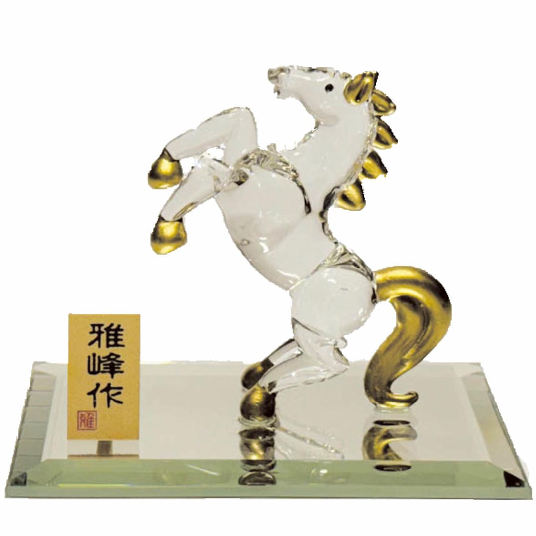 ビードロ 金彩 福跳ね午 N42 ガラス 干支 置き物 午 ウマ うま 午年 うま年 ウマ年 馬 uma horse eto ..