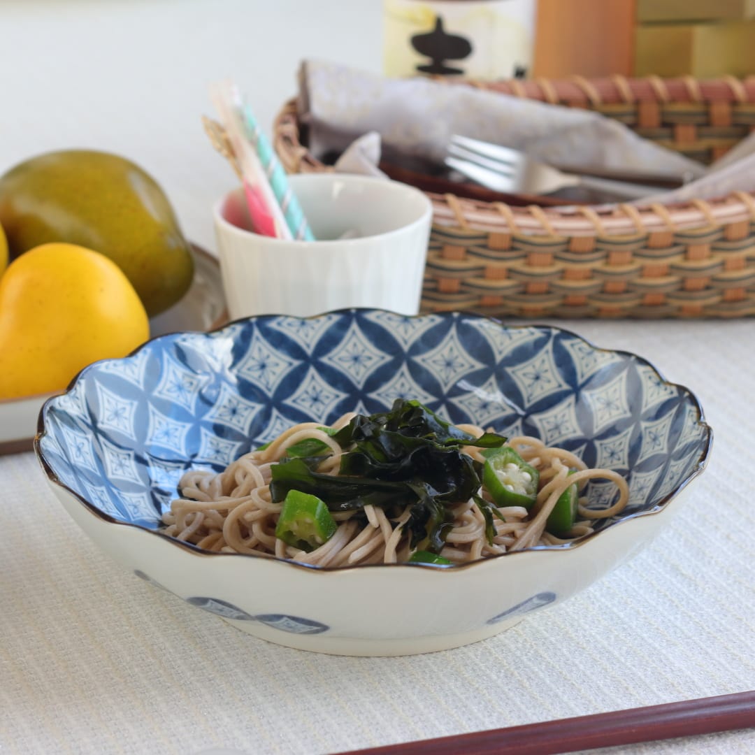 Rakuten - 花円七宝 パスタ鉢 21cm 日本製 美濃焼 六兵68深皿 大皿 中皿 和皿 深皿 パスタプレート 深め ステーキ ロールキャベツ 炒めもの 刺し身皿 ワンプレート プレート メインディッシュ