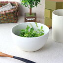 シンプルぽってりサラダボウル 13cm 白 ホワイト 食器 うつわ 器 皿 お皿 陶器 磁器 陶磁器 瀬戸物 カフェ 電子レンジ使用可 洗いやすい 食洗機 洋食器 和食器 中華 北欧 和モダン