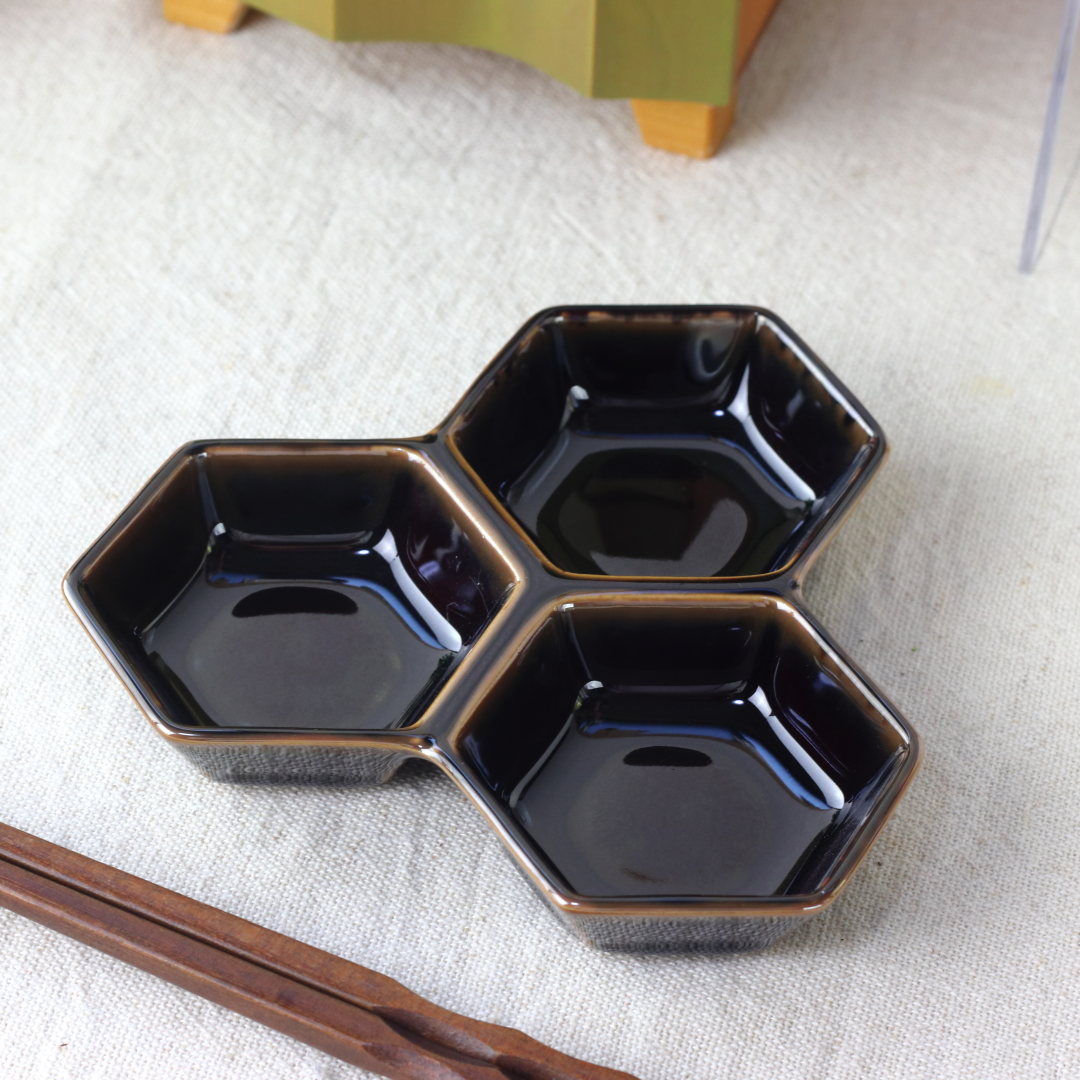 楽天市場】三 連 皿（カラーブラウン）（キッチン用品・食器・調理器具