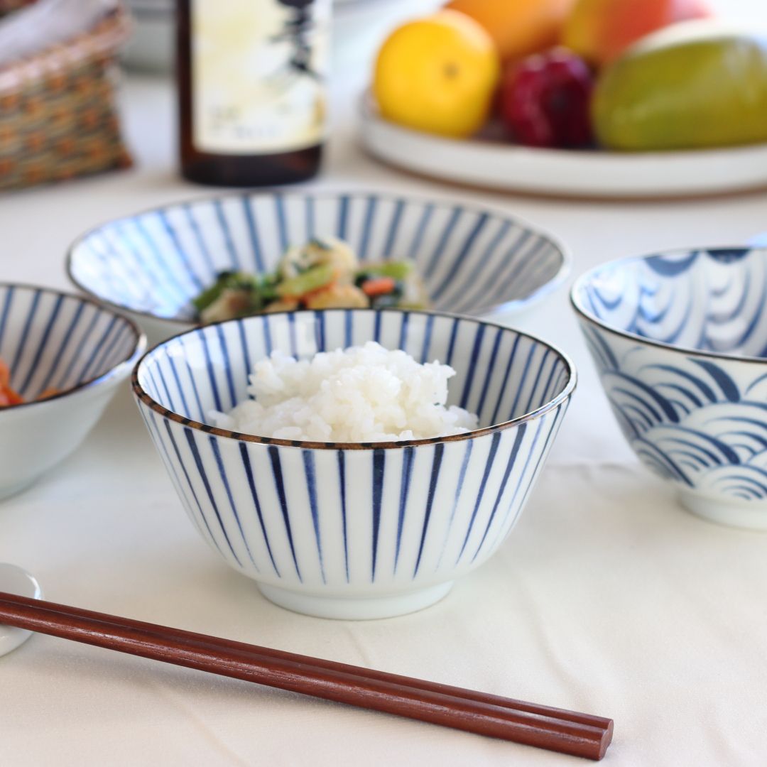 藍縄文 3.8寸多用丼 12cm 日本製 美濃焼 3.8寸多用丼 飯碗 ご飯 お椀 ご飯茶碗 茶わん ちゃわん ライス お茶碗 青 ブルー 十草 波