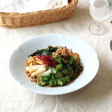 京千段 22cmマルチボール シンプルでありながら気品があります 蕎麦皿 器 和洋食 パスタ皿 優雅な雰囲気 国産 美濃焼 訳あり