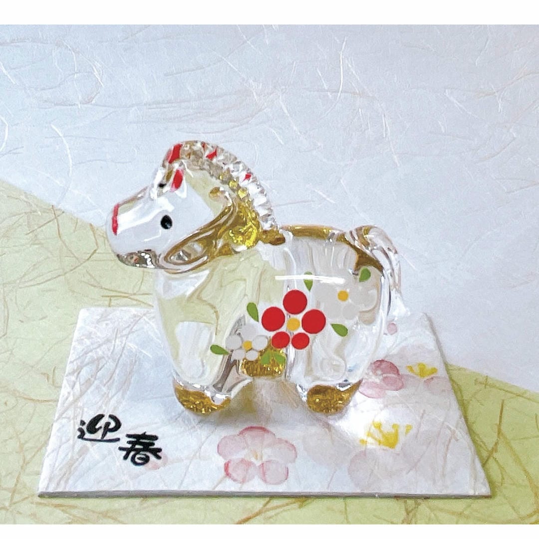 午 金彩硝子飾り 大 E-52 ガラス 干支 置き物 午 ウマ うま 午年 うま年 ウマ年 馬 uma horse eto お正..