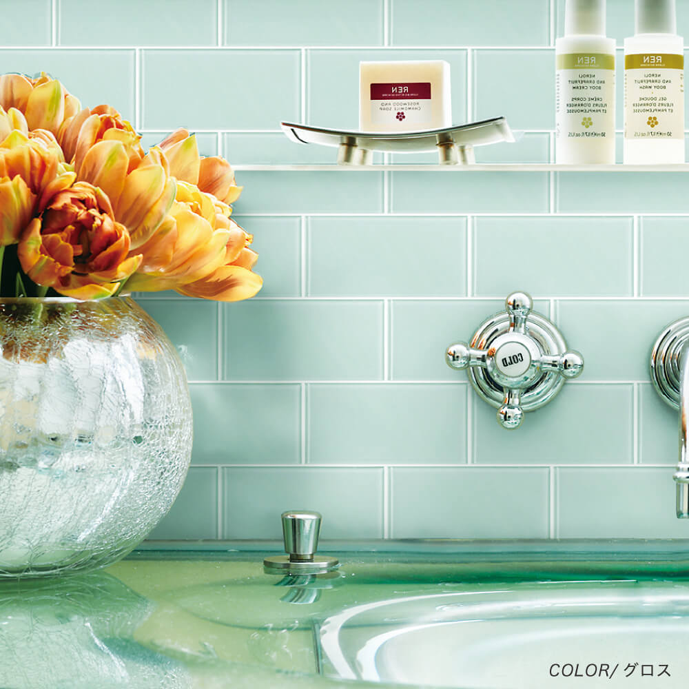 ガラスサブウェイタイルガラスタイルグラスクリア透明水色おしゃれ個性海外インテリアホテルライクニタリー洗面キッチン家づくりリノベ【メリテグロスシート販売】 3