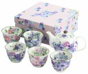 花工房5客ポット茶器&藍 ギフト 煎茶碗