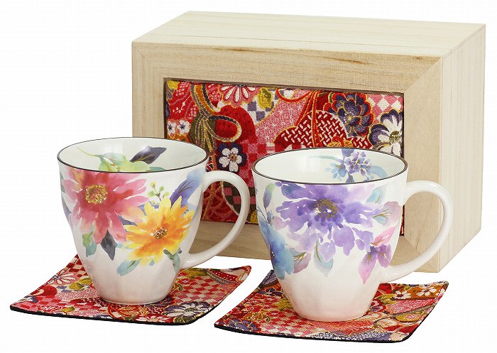 花かれんペアマグカップ(ちりめん木箱)