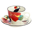 花かいろうコーヒー碗皿 山茶花