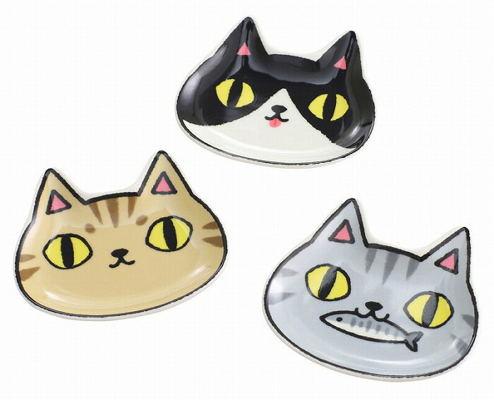Rakuten - となりの3兄弟 顔小皿3枚セット 猫3兄弟