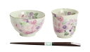 花工房 ピンク 飯碗湯呑(天宝箸)プレゼント ギフト セット 美濃焼 若狭塗 お茶碗 ご飯茶碗 湯呑 箸 食器 和食器 和藍 &藍 セラミック藍 可愛い モダン...