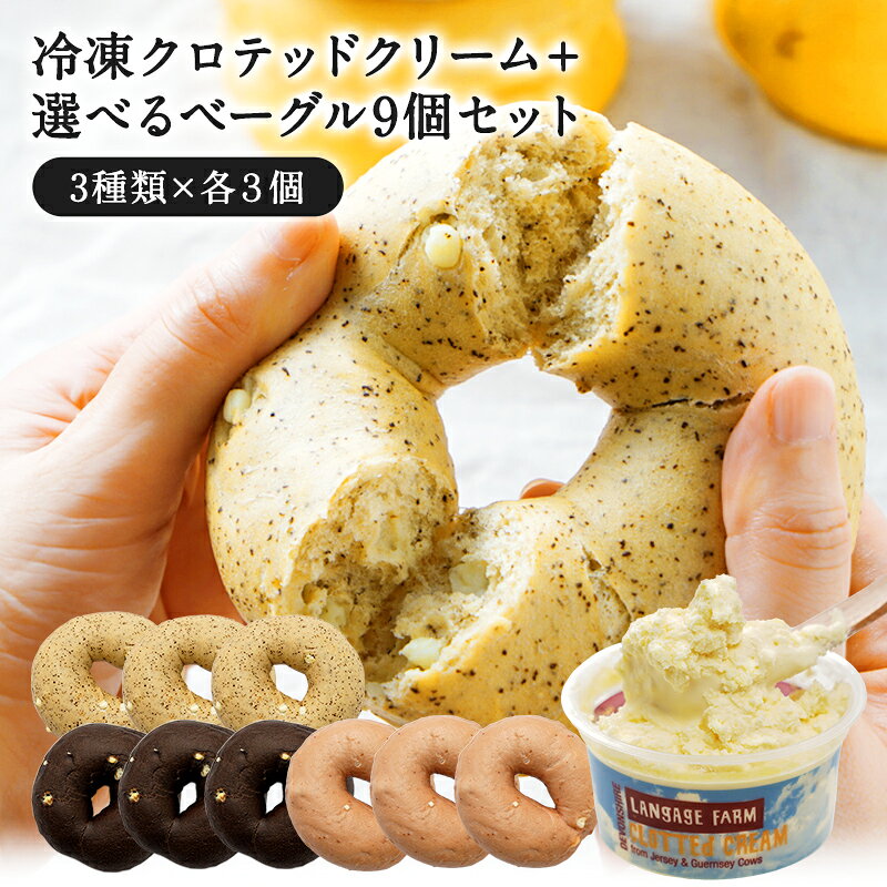 冷凍クロテッドクリームと選べるベーグル9個セット（3種×各3個）［冷凍のみ]【送料無料】【3〜4営業日以内に出荷】[B]