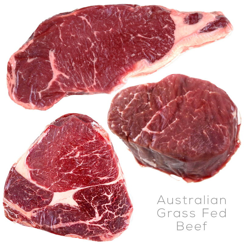 オーストラリア産グラスフェッド100％ビーフ3部位お試しセット ［サーロイン250g・リブロース250g・フィレ180g］成長ホルモン剤・抗生物質・遺伝子組み換えエサを一切不使用［冷凍］【1～2営業日以内に出荷】のサムネイル