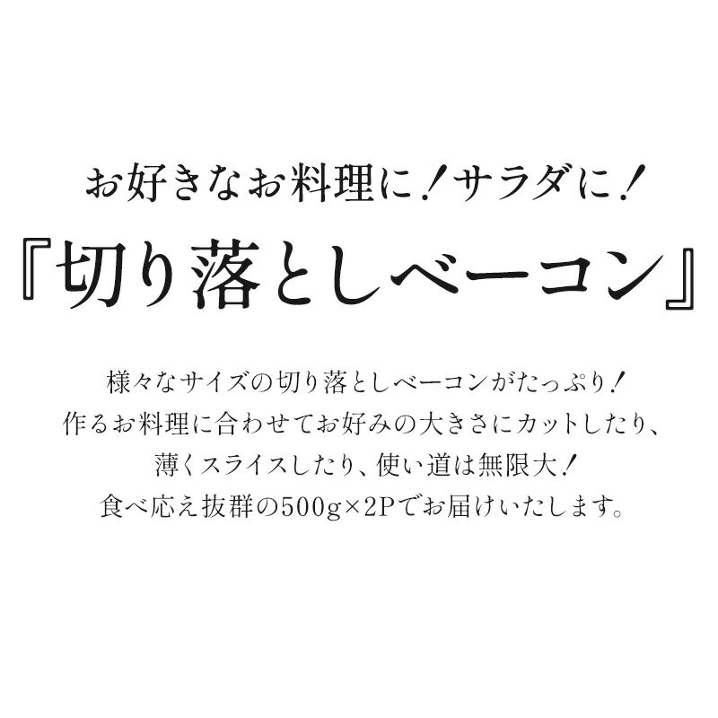 生ベーコンエンド切り落とし 500g×2P［冷凍のみ］【1〜2営業日以内に出荷】[M][R]