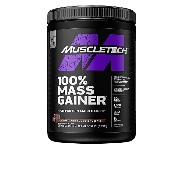 MuscleTech, 100 Mass Gainer（100％マスゲイナー） チョコレートファッジブラウニー 2.33kg（5.15ポンド）