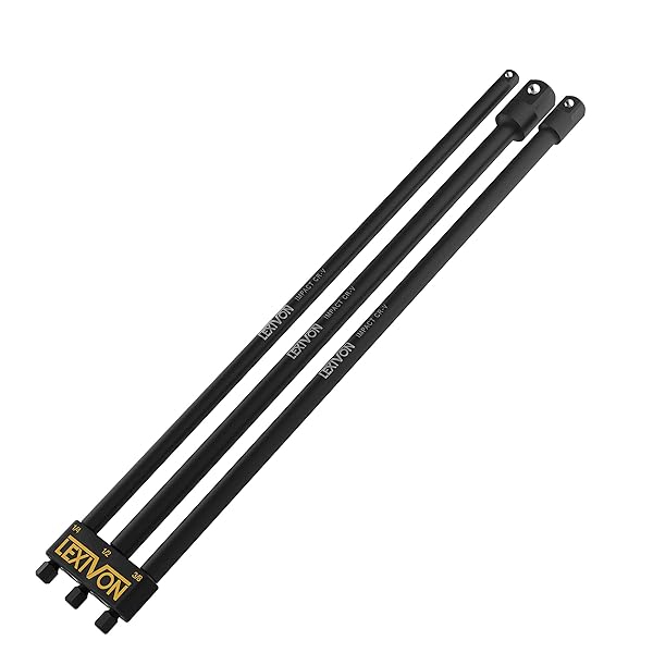 LEXIVON インパクトグレードソケットアダプターセット、304.8mm (12インチ) ホルダー付延長ビット | 6.35mm (1/4インチ)、9.5mm (3/8インチ)、12.7mm (1/2インチ) ドライブの3点セット、電動ドリルを高ト