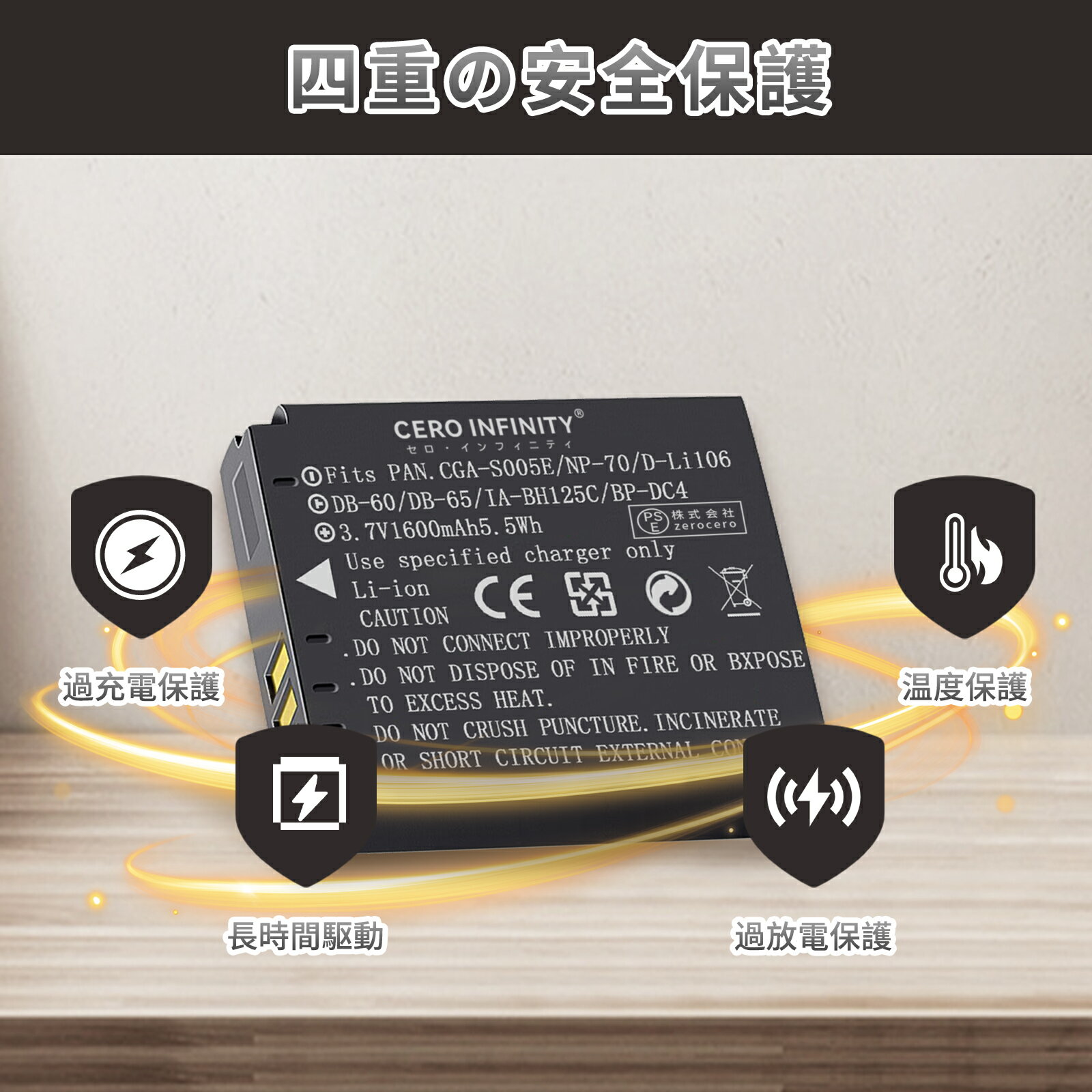 【P10倍&410円OFF】【1600mAh大容量】新品 Panasonic CGA-S005A/1B 互換バッテリー 【1600mAh 3.7V】 対応用 1年保証 高性能 リチャージャブルバッテリー リチウムイオンバッテリー デジタルカメラ デジカメ 充電池 YDBI 2025DBI-ZEJPFA