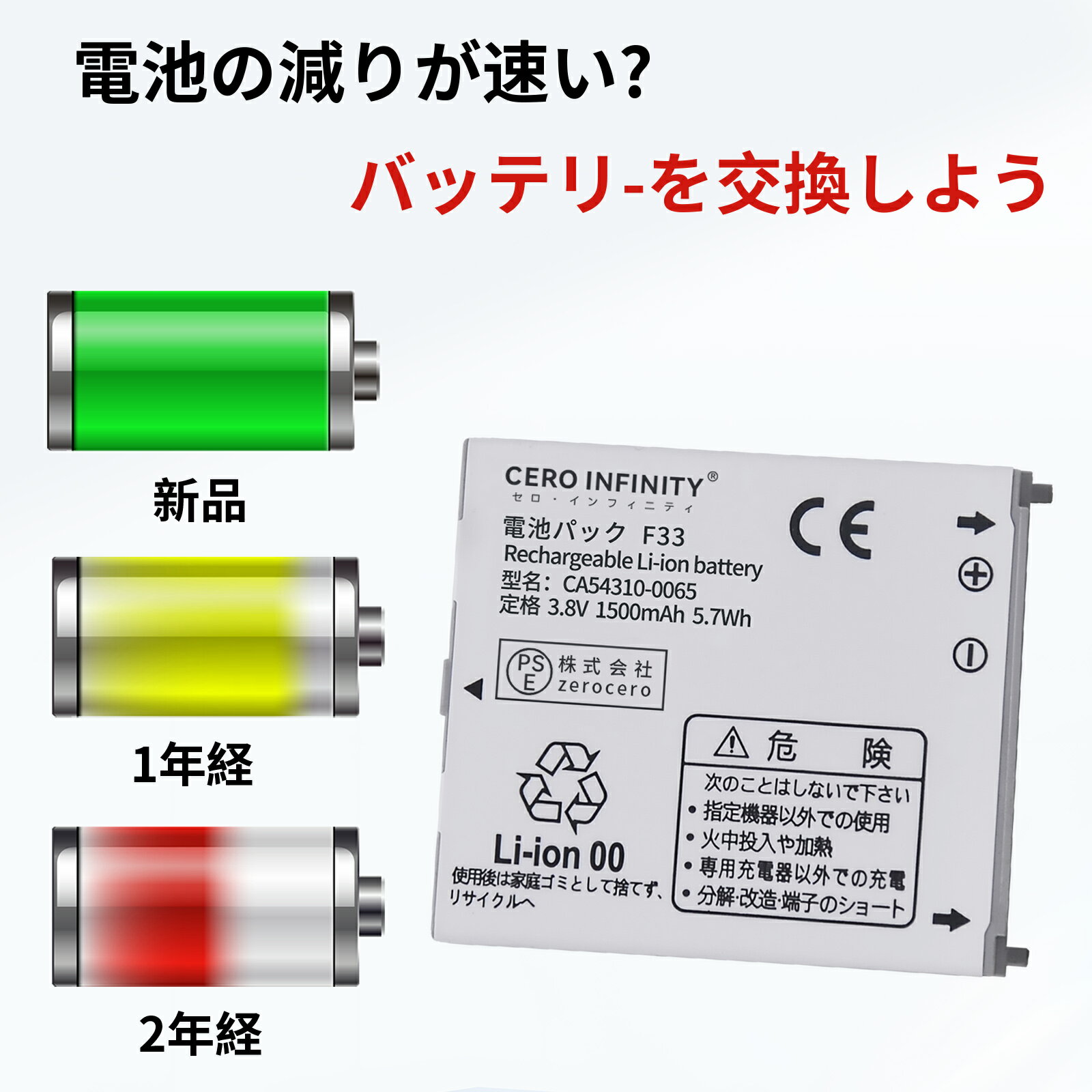 【期間限定5倍ポイント】新品 Fujitsu Docomo F-02J 交換バッテリー 互換バッテリー【1500mAh 3.8v】対応用 1年保証 高品質 大容量 交換用キット 交換 長持ち 互換 PSE準拠 電池パック 取り付け工具セット 説明書付き YFX 2025FX-ZEJP