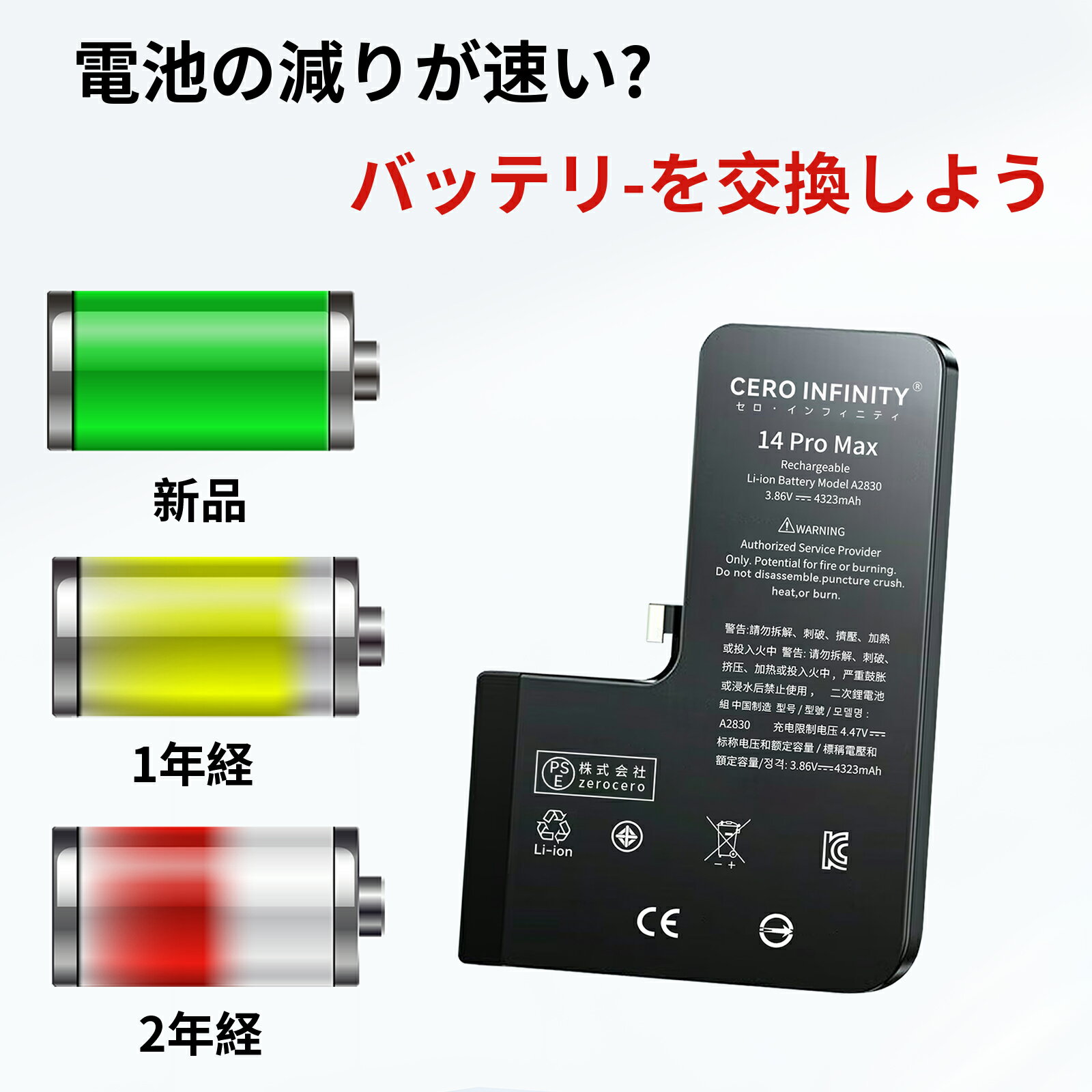 【期間限定 20倍】新品 APPLE A2651 互換バッテリー【4323mAh 3.86V】対応用 1年保証 高性能 PSE認証 互換バッテリパック YGR 2025GR-ZEJP