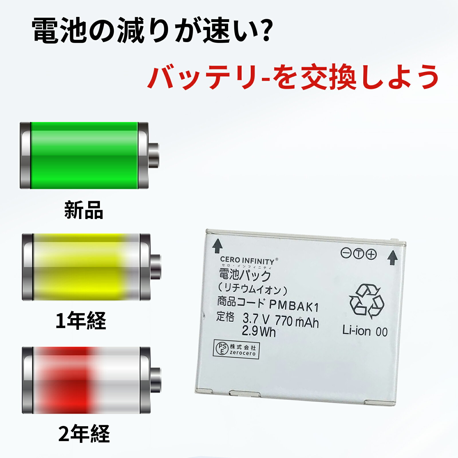 【期間限定 15倍】新品 Sony 824P 互換バッテリー【770mAh 3.7V】対応用 1年保証 高性能 PSE認証 互換バッテリパック YGBI 2025GBI-ZEJPB2