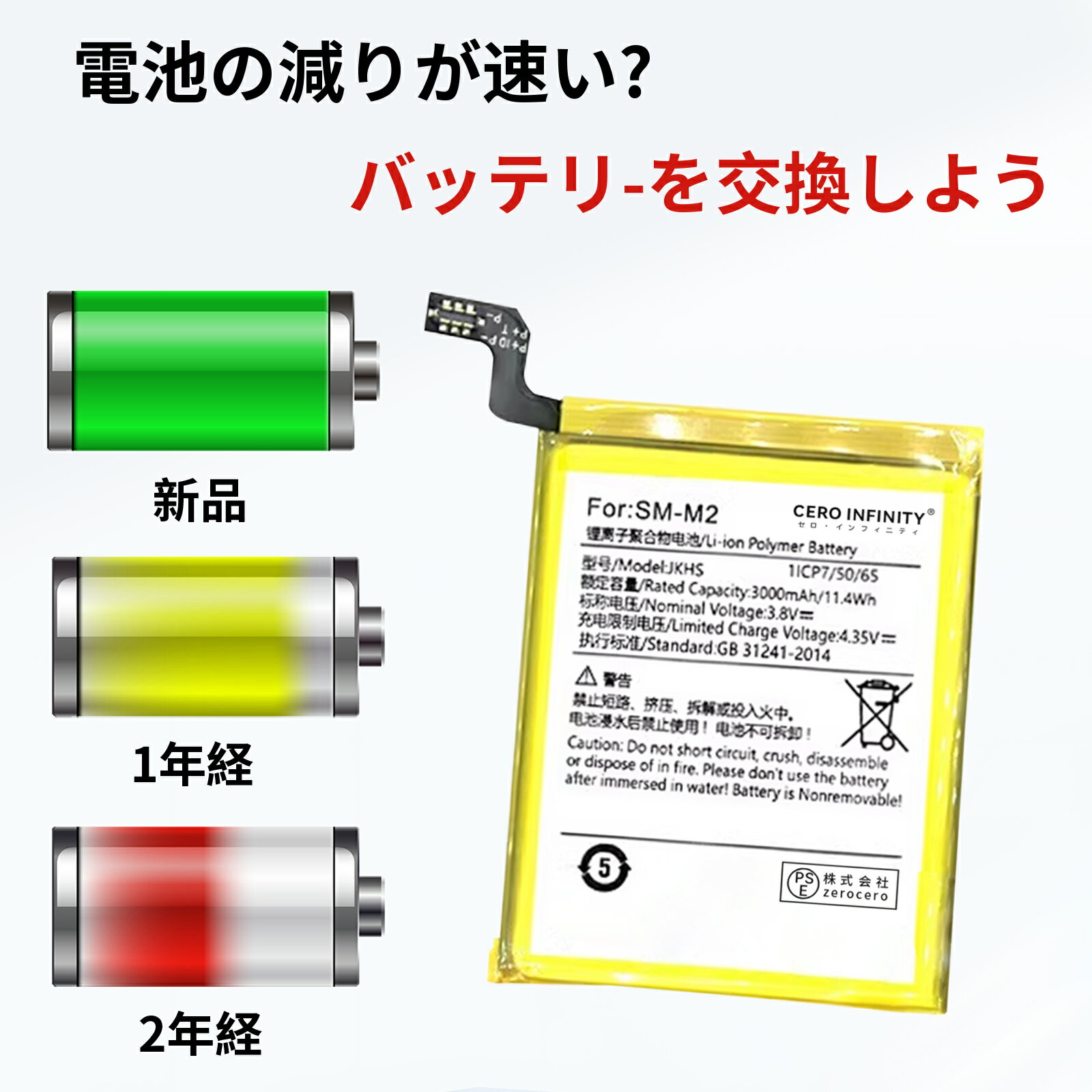 【P15倍&650円OFF】新品 SUNMI JKHS 互換バッテリー【3000mAh 3.8V】対応用 1年保証 高性能 PSE認証 互換バッテリパック YGCA 2025GCA-ZEJP