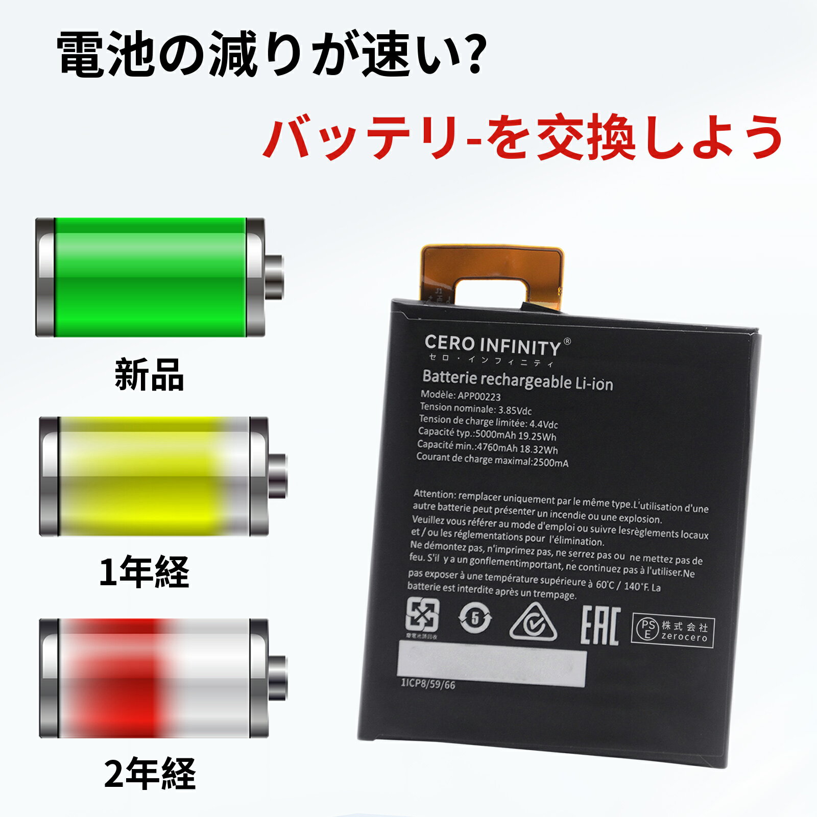 【P20倍&530円OFF】新品 Caterpillar S41 互換バッテリー【4760mAh 3.85V】対応用 1年保証 高性能 PSE認証 互換バッテリパック YHU 2025HU-ZEJP