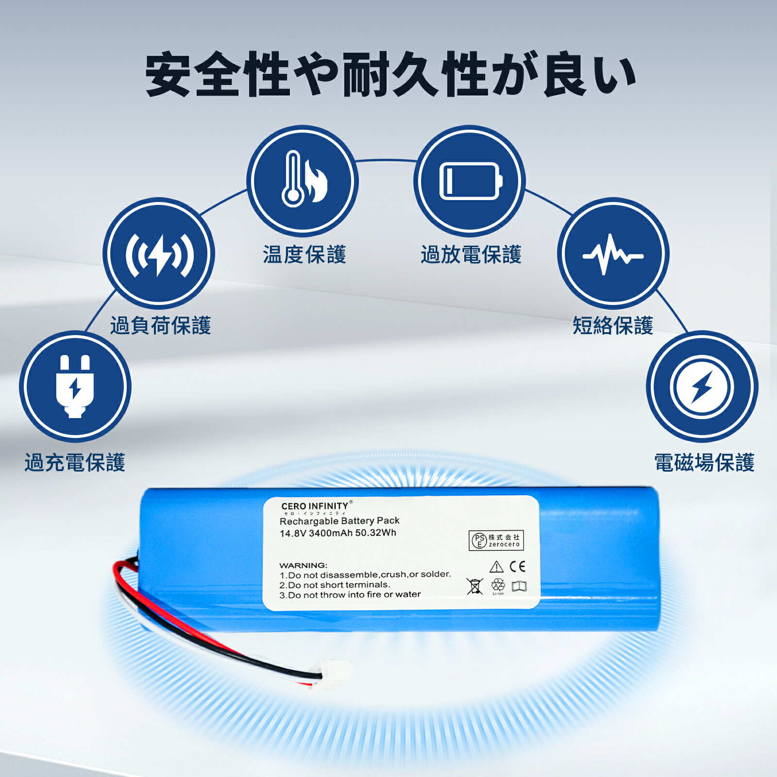 【P5倍&1000円OFF】新品 ECOVACS N8Pro 互換バッテリー【3400mAh 15V】対応用 高性能 PSE認証 バッテリー YIM 2025IM-ZEJPA