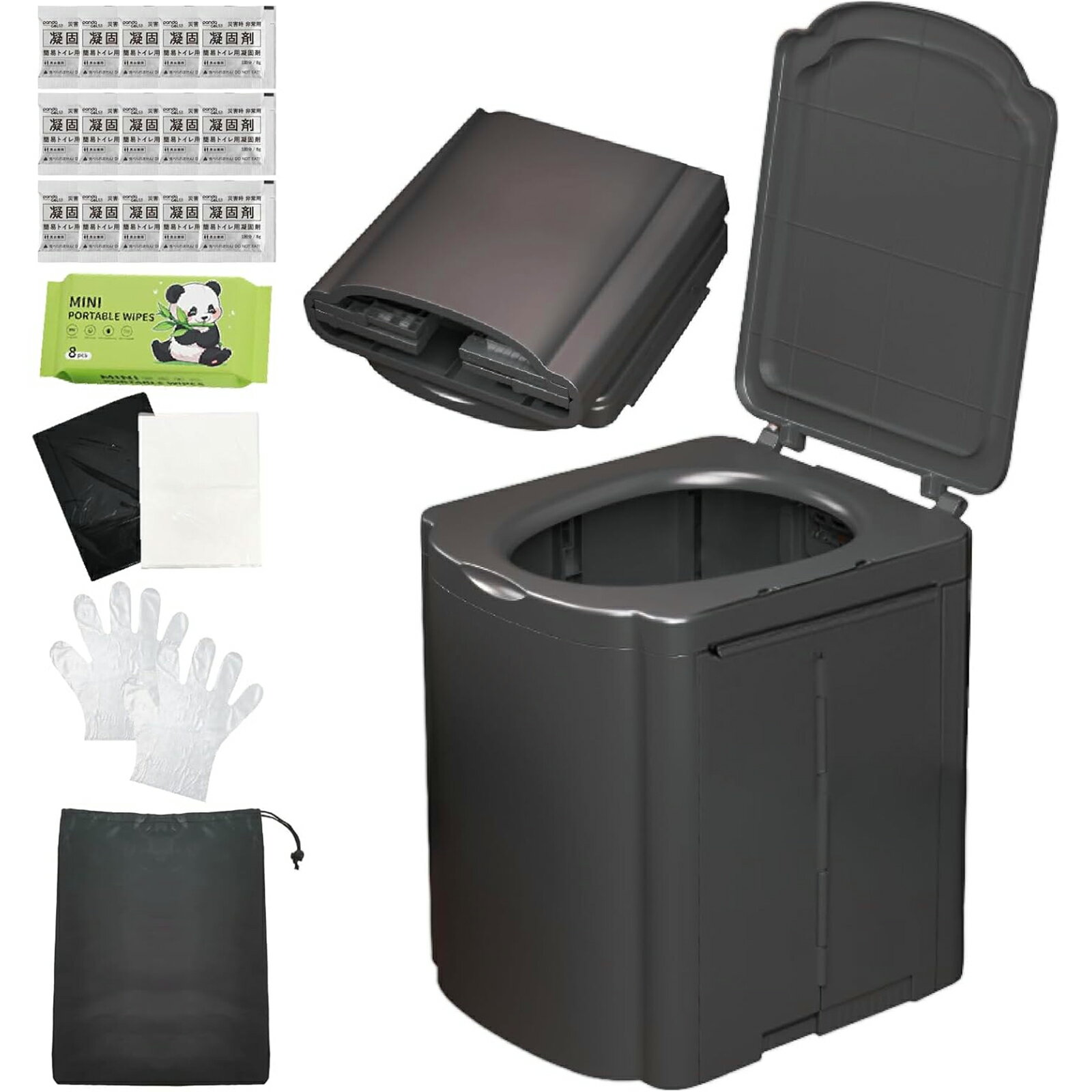 【強化樹脂製本体で 200kg 耐荷重】近年の自然災害増加に備える簡易トイレ 災害用として、高品質樹脂素材を採用した本体は耐荷重 200kg まで対応。頑丈な曲面設計の側板で「ガタつき」「割れやすさ」を解消，安定感に優れます。便座は家庭用ト...