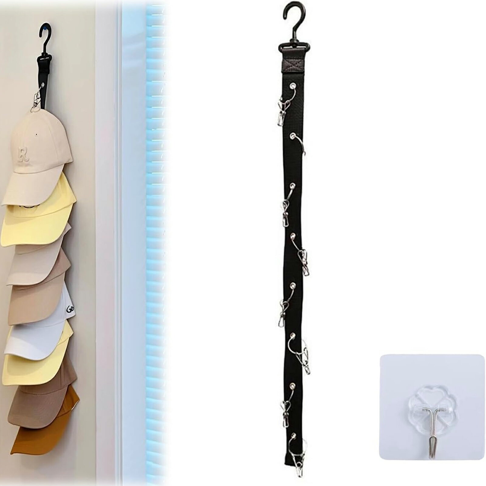 【期間限定 5倍】帽子掛け ハンガー 帽子スタンド キャップラック 収納 ベルト 360°回転フック 吊り下..