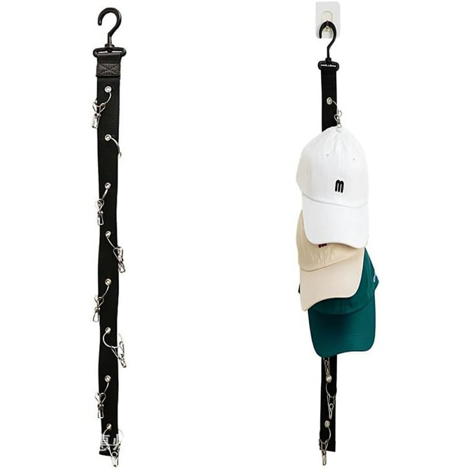 【期間限定 5倍】帽子掛け 帽子ハンガー、360°回転フック、強力なノンマーキング・クリップ付き、ワー..