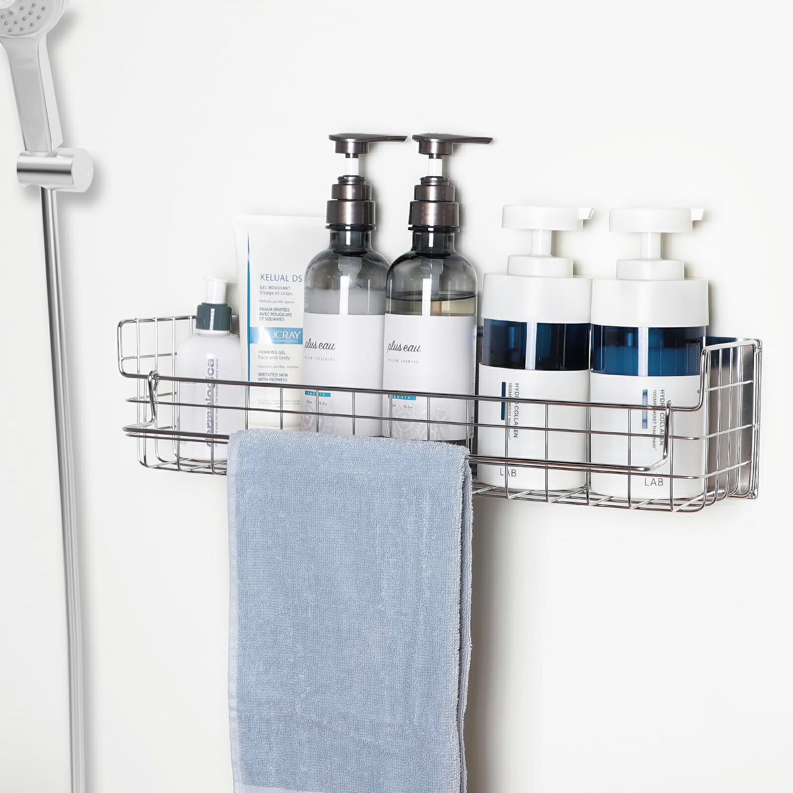 【ワイド44cm】ステンレス製 お風呂 ラック 錆びない マグネット 浴室用ラック 幅44.3*奥行12*高さ11cm ステンレス バスケット お風呂収納 磁石 壁面収納 浮かせる マグネット バスルーム シャンプーラック おしゃれ